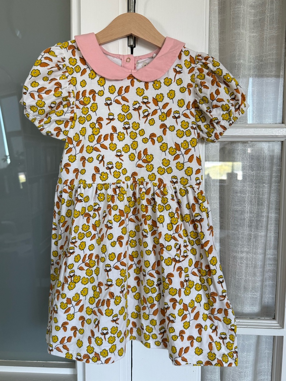 Mini Rodini Pink Collar Yellow Floral Dress